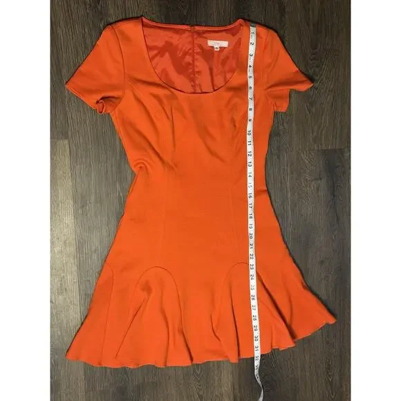 Trina Turk Womens Faith Ponte Flare Mini Dress Short Sleeve Orange size Small - Picture 7 of 11